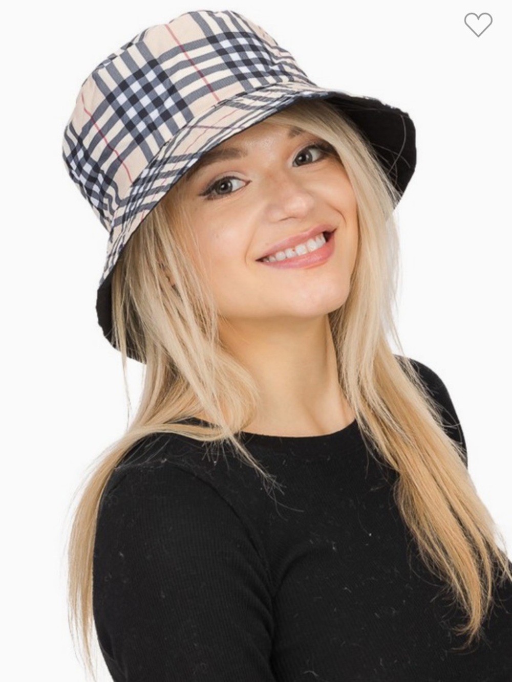 Luxe Designer Plaid and Black Reversible Bucket Hat - Women's Accessory - Picture 2 of 4